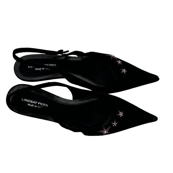 Lindsay Perry Suede Kitten Heels With Pink Rhinestone Stars Women's 36 1/2 US 6 - Picture 3 of 7